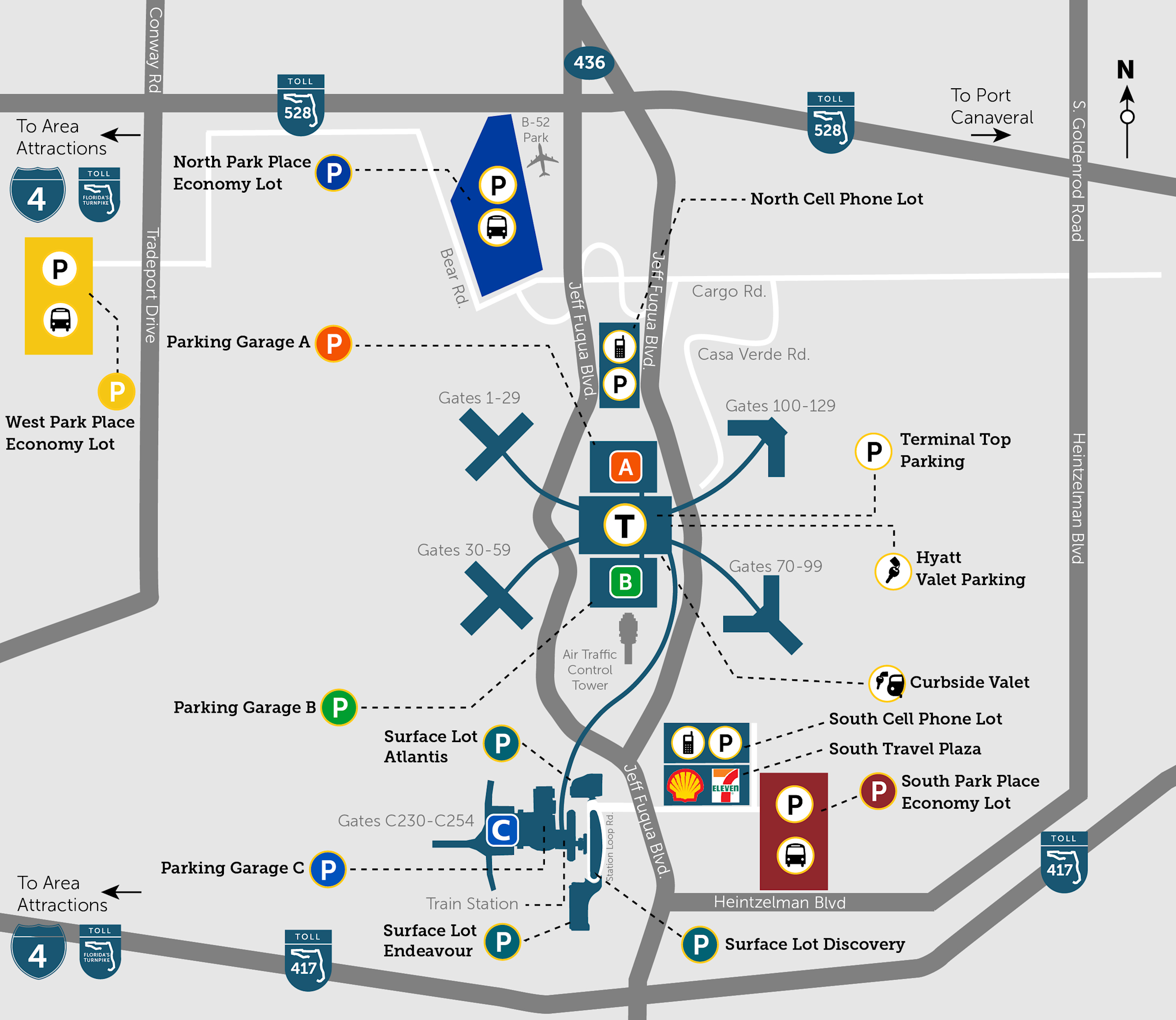 Map of all parking garages and lots